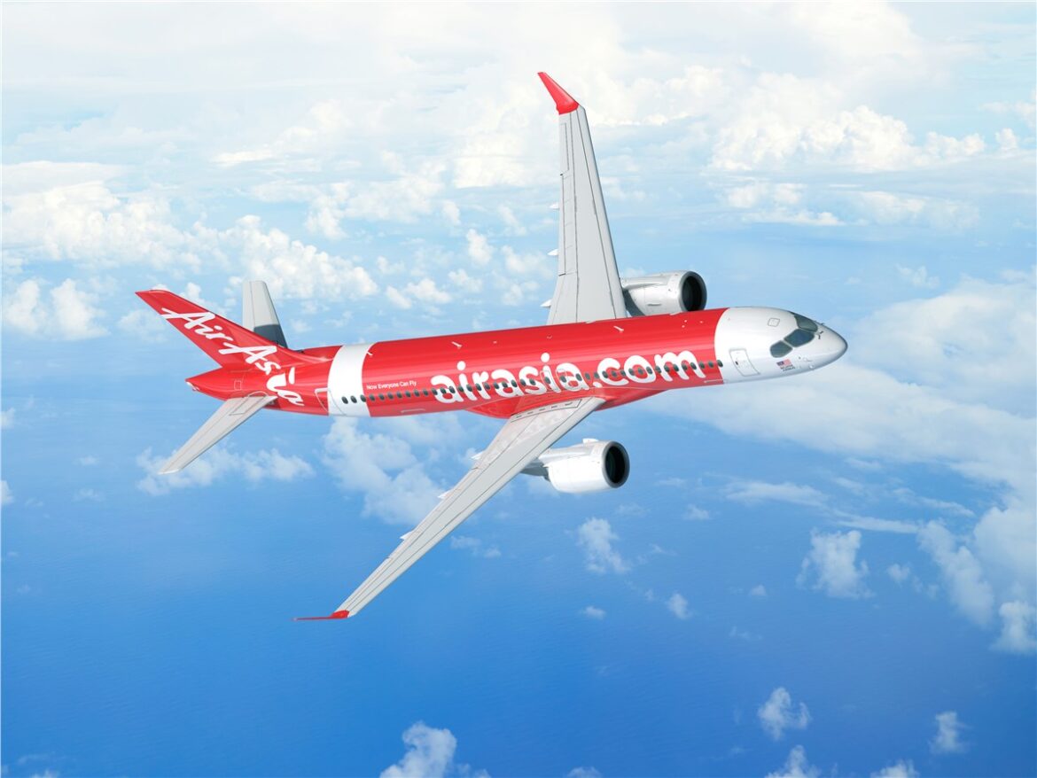 AirAsia, Airbus A220-300, largest firm order, 160-seat cabin, Tony Fernandes, Lars Wagner, Mirabel, ASEAN network, low-cost carrier, overwing exit