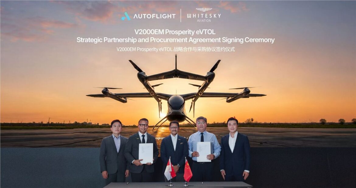 AutoFlight Whitesky Aviation Indonesia, AutoFlight V2000EM Prosperity, 60 eVTOL aircraft Indonesia, Indonesia passenger eVTOL, Whitesky Aviation air taxi, AutoFlight Indonesia air taxi, Advanced Air Mobility Indonesia, Indonesian eVTOL market, VIP electric air taxi Indonesia, eVTOL vertiport Indonesia, drone magazines in India, Indian defence drone news,