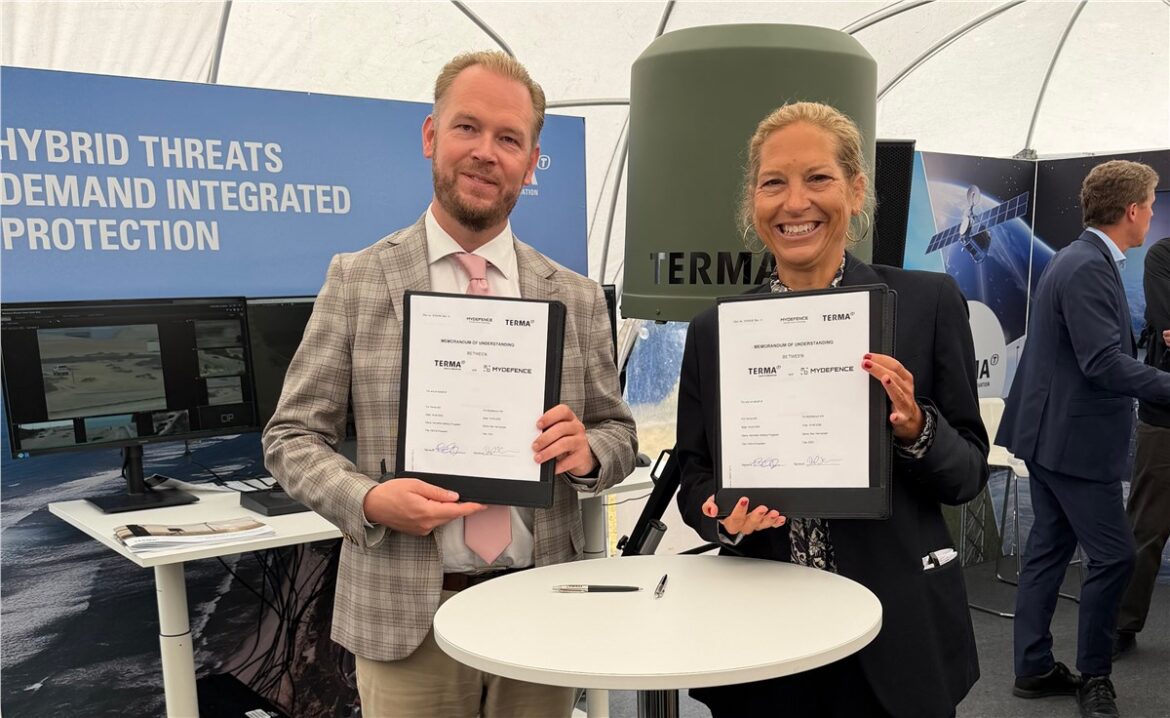 Terma MyDefence counter-drone, SCANTER Sphera radar, MyDefence RF sensors, Danish counter-UAS technology, Terma counter-UAS, MyDefence IRIS C2, drone detection radar Denmark, RF drone detection and jamming, integrated counter-UAS system, Danish defence industry cooperation,